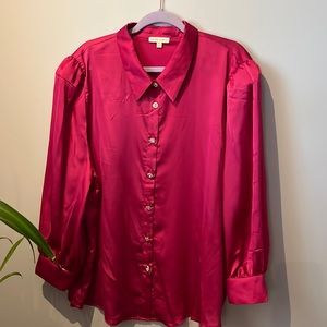 Hot pink shirt, size 3X, rhinestone buttons
